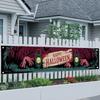 Skull Halloween Outdoor Decorative Banner 17x78in, Polyester Garden Fence Yard Sign