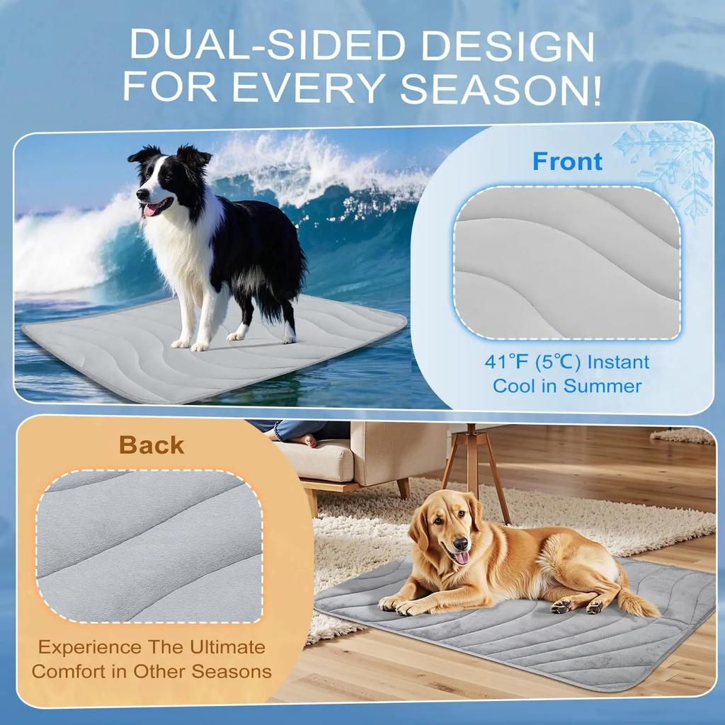 Double-Sided Gentle Wear Resistant Pet Ice Pad Summer Dog Cooling Cool Mat Non-Slip Washable Cushion Pet Car Seat Outdoor Indoor