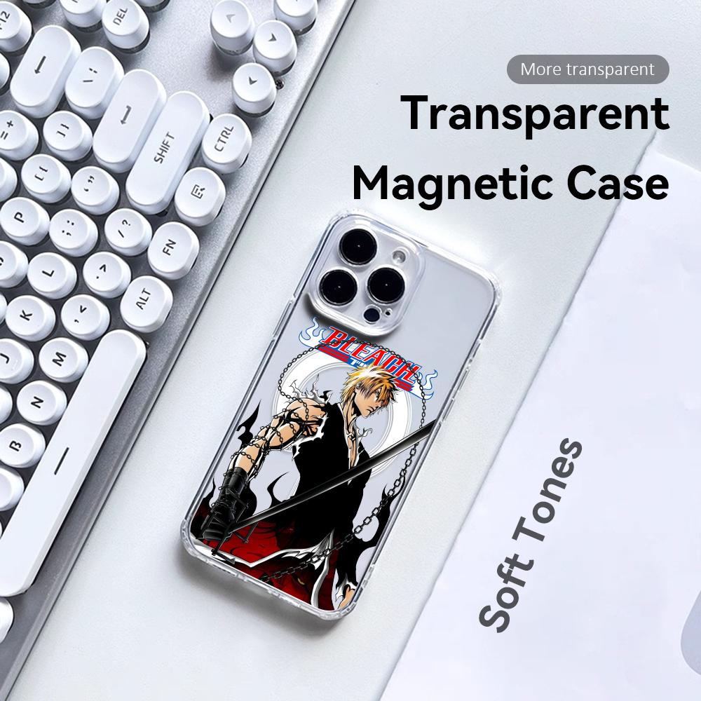 Чехол для телефона Аниме B-Bleachs K-Kurosaki Для iPhone 17 16 15 14 13 12 Pro Max Plus С Магнитным Кристально Чистым Чехлом Беспроводная Зарядка