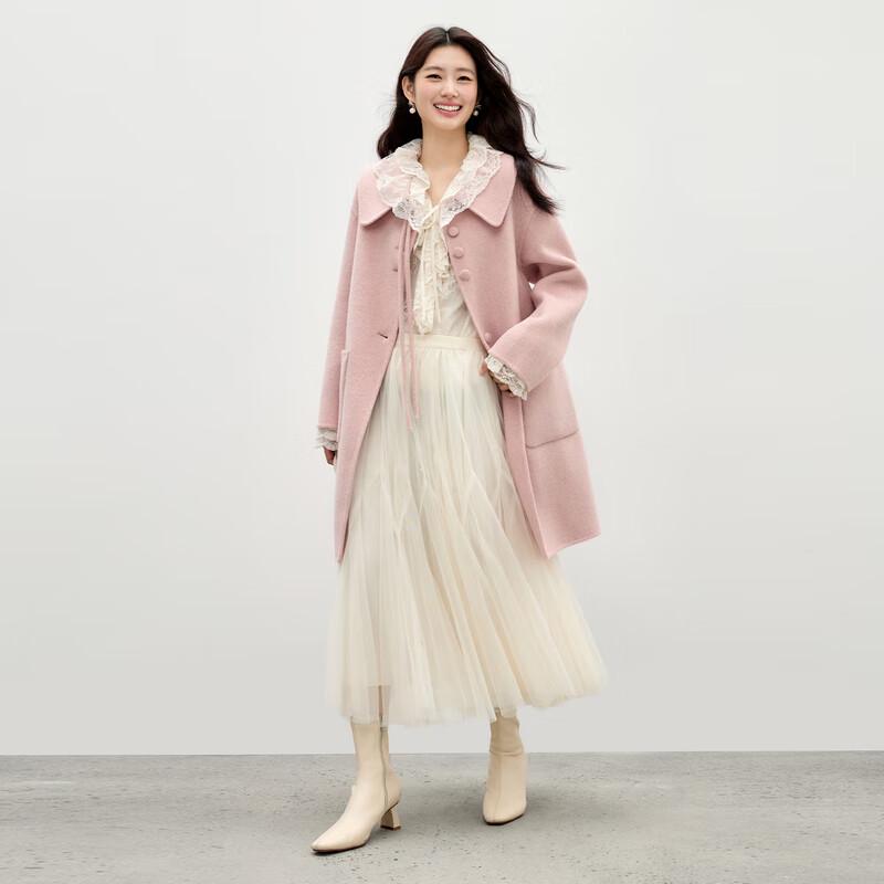 Qiu Shui Yi Ren Women's Classic Lapel Mid-Length Wool Coat