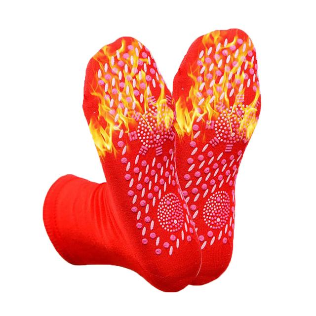 1 пара самонагревающихся носков для мужчин и женщин, согревающие носки для здоровья, нескользящие носки в горошек, массаж ног, магнитная терапия, снимают усталость зимой