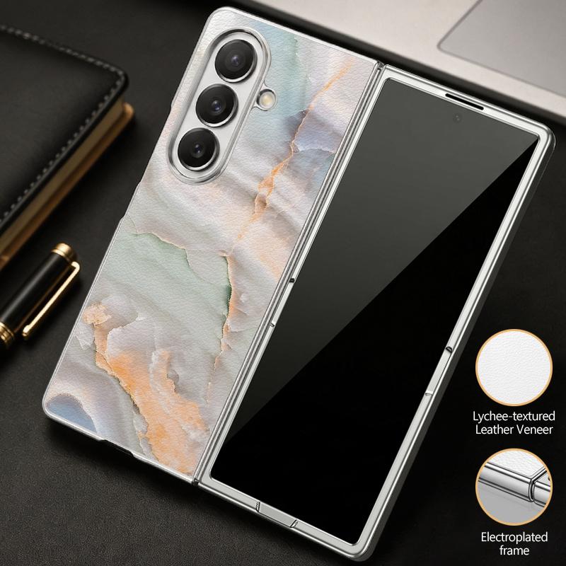 Акварельный мраморный чехол для Samsung Z Fold 8 Ultra 7 6 5 Гибридный 3-в-1 Кожаная накладка с покрытием Складной чехол для телефона для Galaxy Z Fold8 Fold7 Fold6