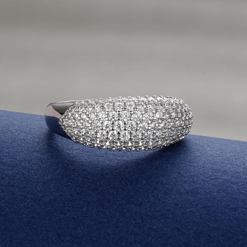 Rings Trendy Elegant 5A Cubic Zirconia Gold Plated Classic Hip Hop Iced Out Cluster Wedding Pave Dome Rings for Unisex