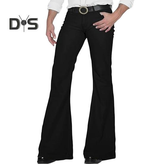 Мужские расклешенные брюки с 4 карманами, средней посадки, однотонные, с застежкой-молнией на пуговицы, длинные брюки для работы, путешествий, отдыха