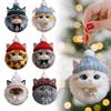 2D Акриловые Подвески Кошка Собака Кролик Плюшевые Украшения в Форме Питомцев Рождественская Елка Уютная Зима Животный Шарм Декор Вязаная Шапка
