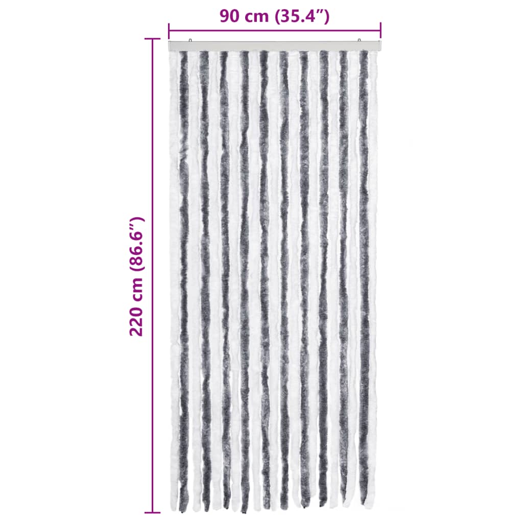 Insect Protection Curtain Grey and White 90 x 220 cm Chenille