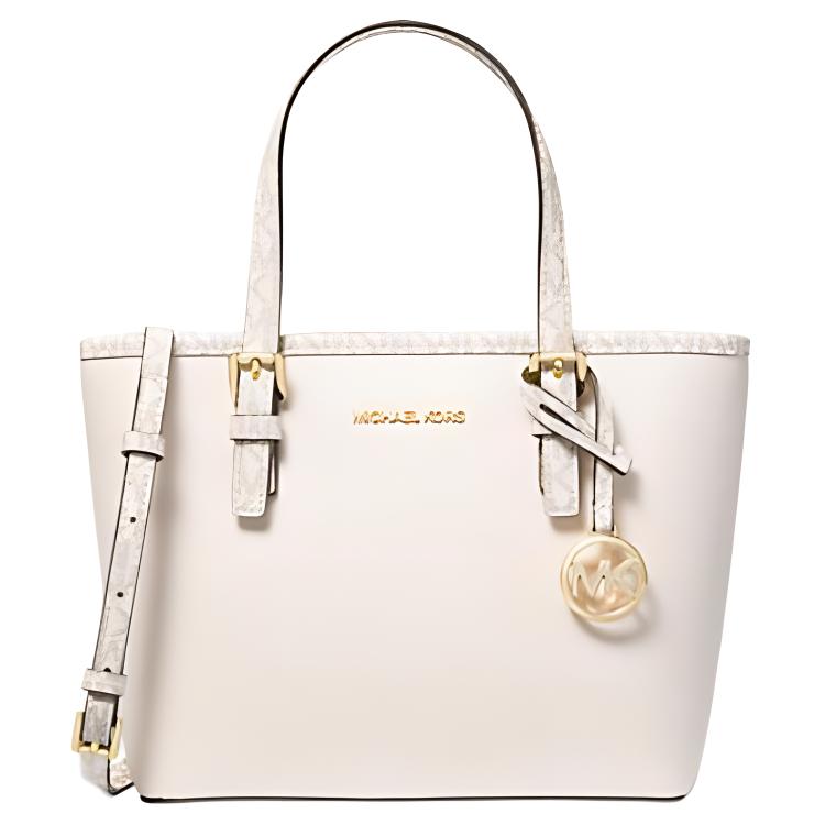 Michael Kors Jet Set Travel Сумка-тоут из холста с покрытием и полированным кулоном с логотипом Signature Женские сумки-тоут Белый 35H3GTVT0L-0213