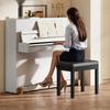 Piano Bench, Faux Leather Cover, Tufted Buttons, Storage, Wooden Legs, Black