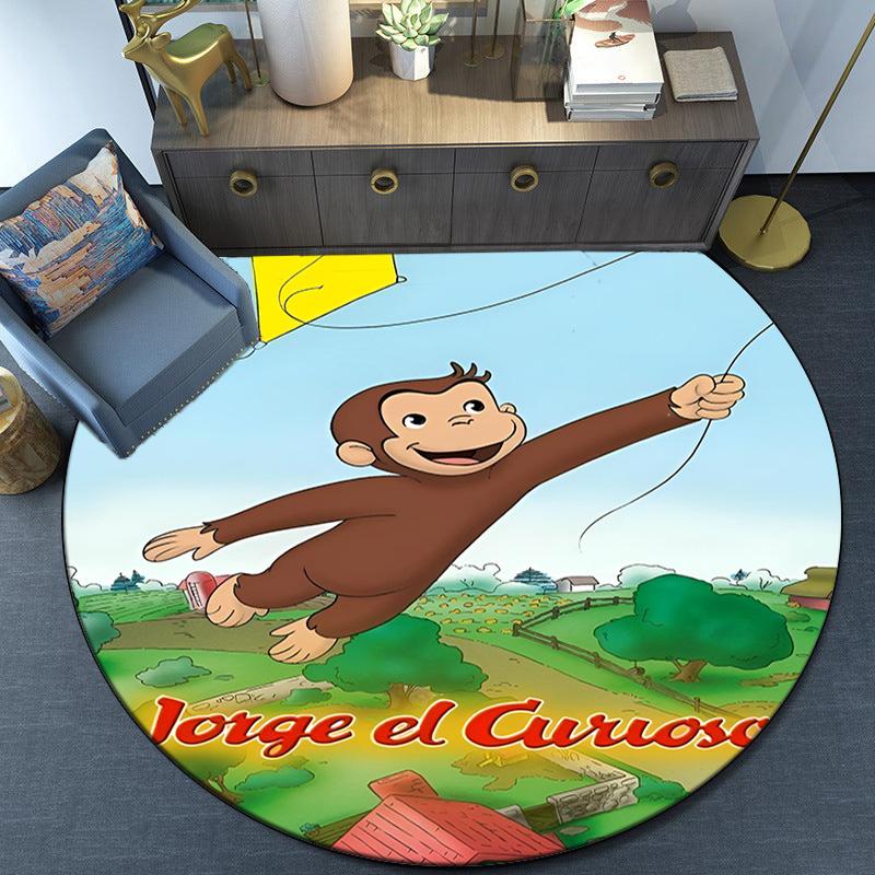 Curious George Flying Kite Round Rug for Livingroom,Bedroom, Palyroom, Chair Rug, Area rug, Circle Carpet, Fan Christmas gift