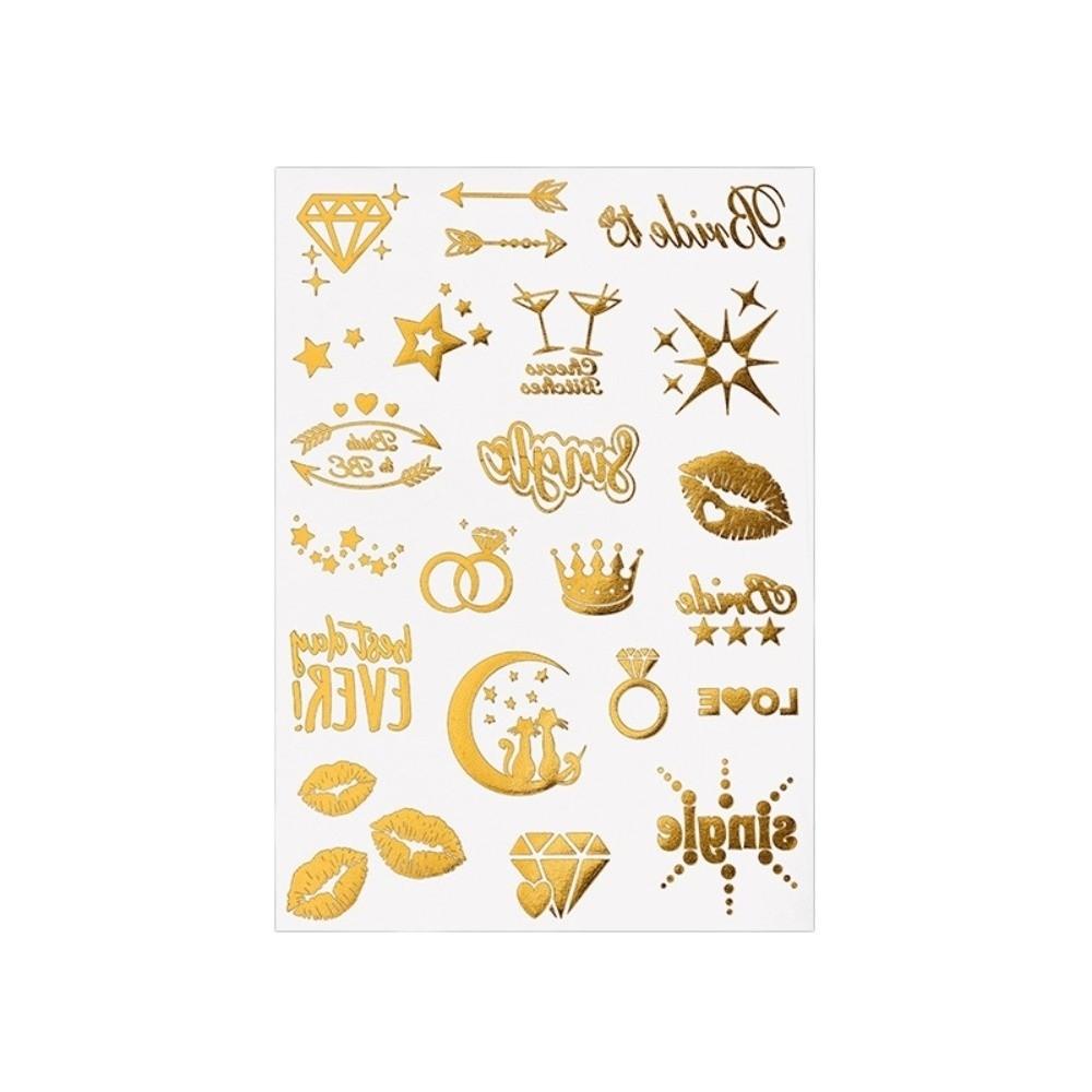Instant Gold Stamping Tattoo Stickers Fake Body Art Sticker Temporary Tattoo Finger Hand Legs Arm