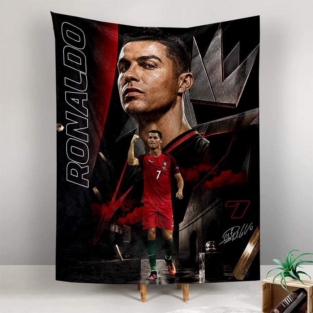 Cristiano Ronaldo Portugal 7 Red Crown Black Football Fans Bohemian Tapestry for Fans Home Decor