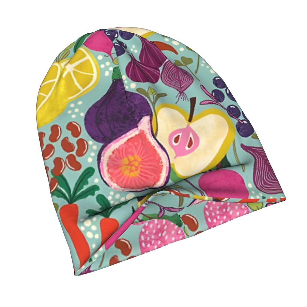ZLIENSZUS Adult Beanie Hat with Fruit & Vegetable Print - Stylish Winter Warm Suitable for Streetwear, Layering for Fall Outfits, Casual Weekend Fashi