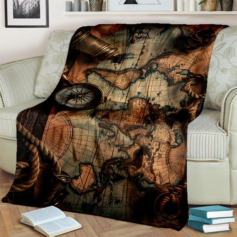 29 Style New Retro Marine Nautical Chart Compass Map Blanket,Soft Throw Blanket for Home Bedroom Bed Sofa Travel Office Cover