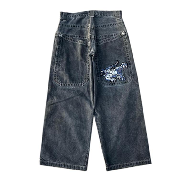Джинсы-мешковатые Y2K мужские винтажные вышитые джинсы хип-хоп готические уличные Harajuku мужские женские повседневные широкие джинсы