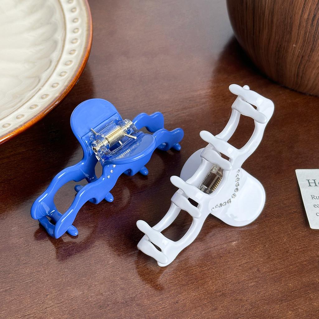 Стильная корейская ацетатная заколка для волос средней волны с акцентами из драгоценных камней для шикарных причесок