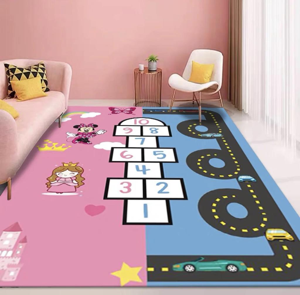 Cartoon Hopscotch Carpet Non-Slip Children's Room Study Table and Chair Mat Kindergarten Play Floor Mat Home Decoration