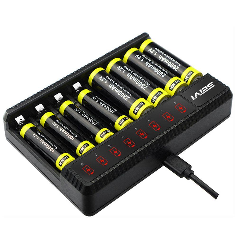 Durable Portable LED Indicator Intelligent Battery Charger 8 Slot Adapter Fast Charging Dock
