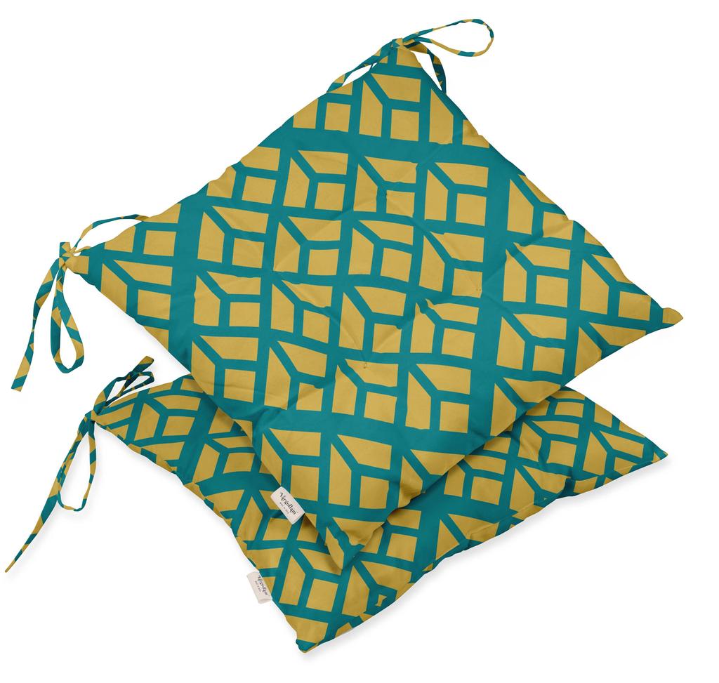 Vargottam Комплект из 2 квадратных подушек для сидения для патио с ворсом и принтом, водостойкая, 19 дюймов, фиолетовая |