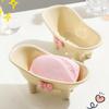 Soap Box with Drain Holes High Durability Bow-knot Design Easy To Clean Bathtub-Shaped Bathroom Soap Container