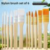 6 Pcs Multifunctional Wooden Short Pole Oil Brush Set Nylon Hair Brush Acrylic Watercolor Pen Art Paint Drawing Supply