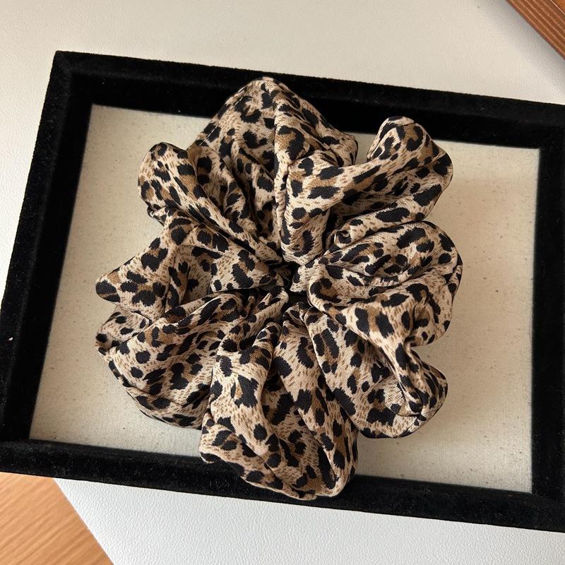 For Women Elastic Big Hair Tie Girls Black Hair Rubber Bands Retro Korea Fashion Leopard Print Oversized Scrunchie Hair Rope