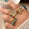 Кольцо из нержавеющей стали, вакуумное покрытие 18K золотом, бирюзовый колос пшеницы, открывающееся, одиночный браслет.