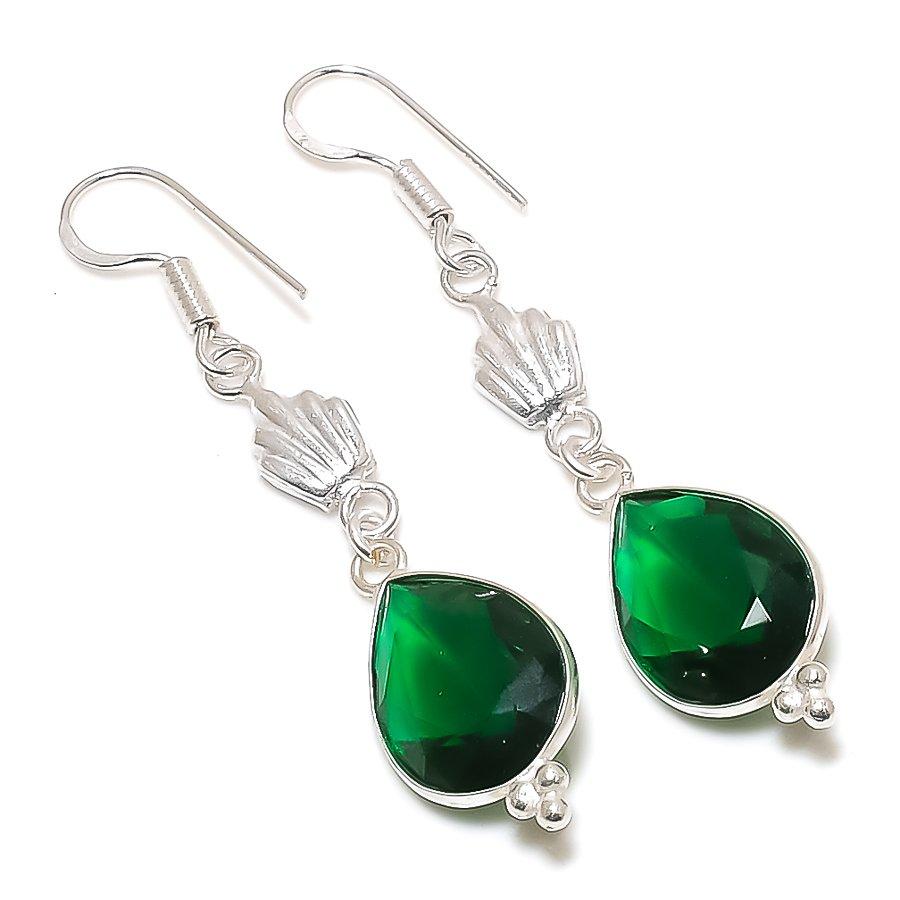 Chrome Diopside Handmade 925 Sterling Silver Jewelry Earring 2.17" d0y12