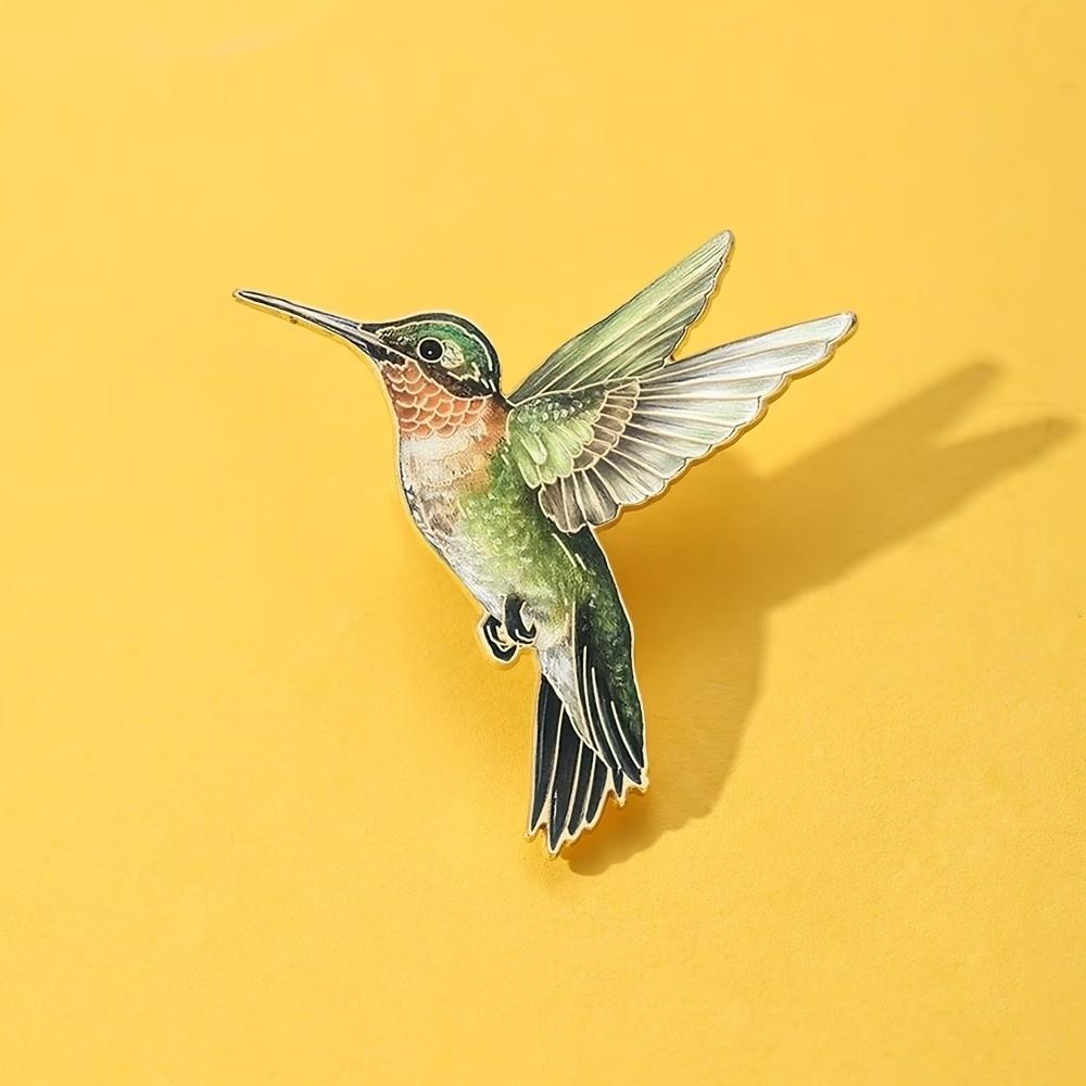 Vintage Bird Badge Pin Animal Bird Metal Pin Cute Hummingbird Enamel Brooch Female