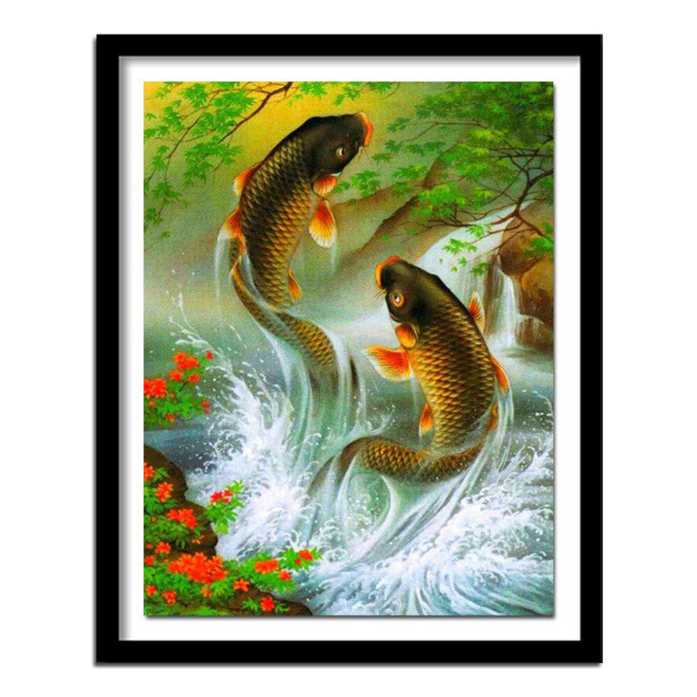 Рукоделие Полный алмаз Животное Diy Алмазная картина Рыба Прыжок 3d Дрель Алмазная икона Полные ремесла