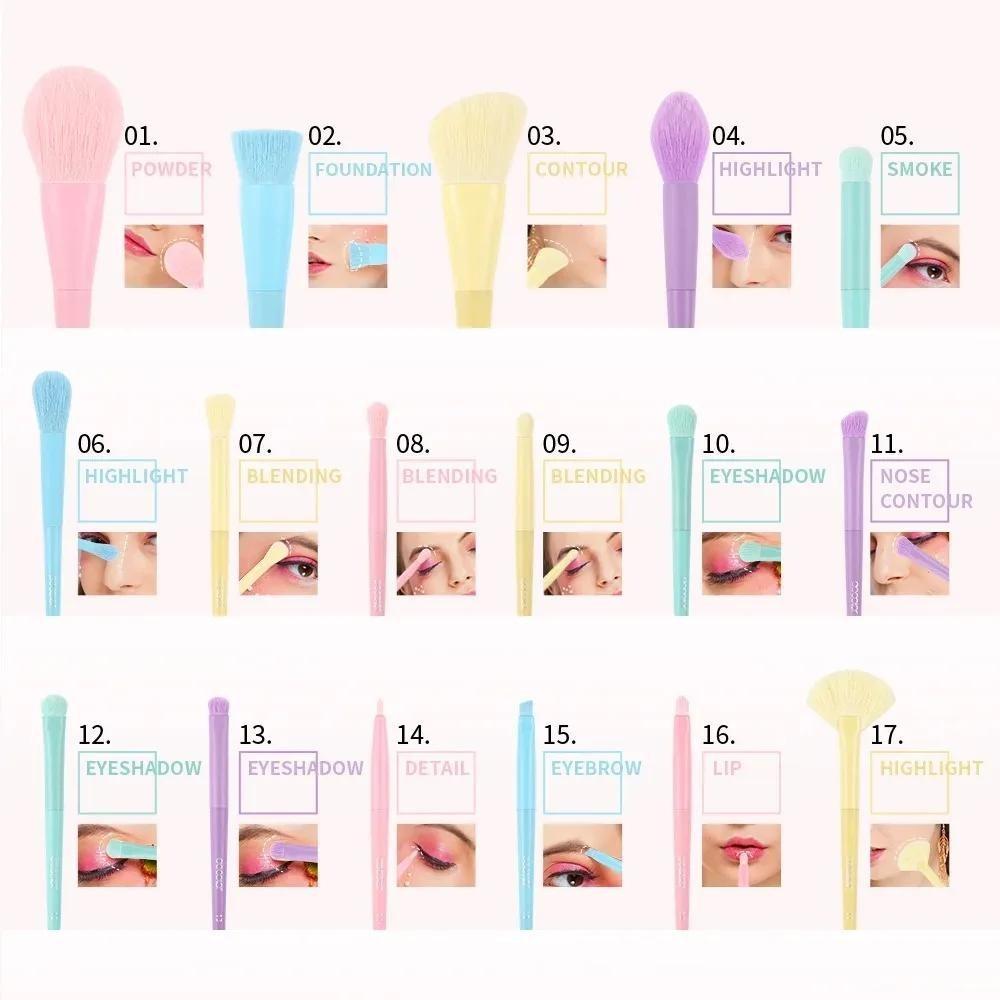 17 шт. профессиональный набор кистей для макияжа, многоцветная основа, консилер, тени для век, пудра, румяна, кисти для растушевки, инструмент для макияжа красоты