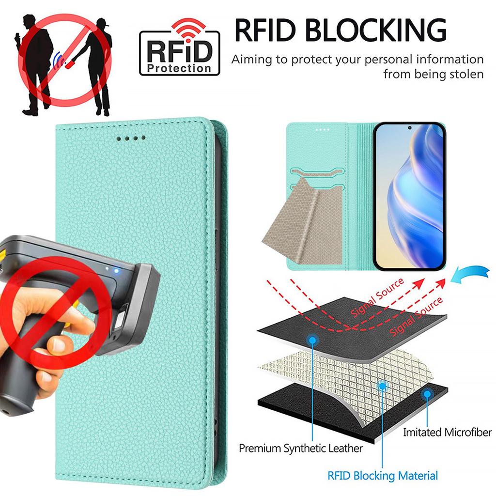 For Xiaomi Redmi Note 13 Pro+ 5G Wallet Case RFID Blocking Litchi Texture Leather Mobile Cover