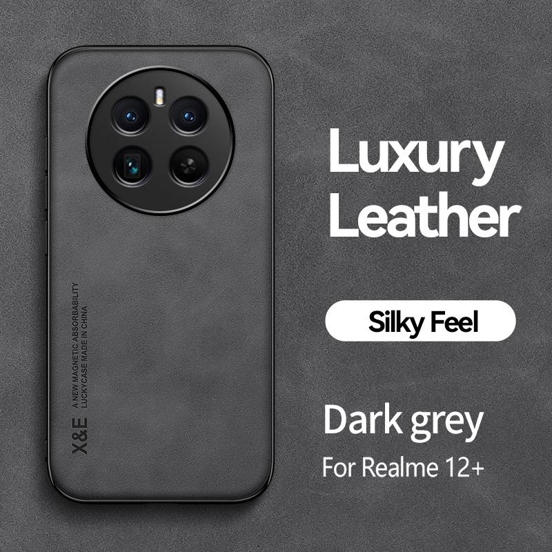 Для Realme 12 Pro Plus чехол автомобильный магнитный держатель кожаный чехол для Realme 12 Pro+ Realmi 12+ Realme12 Plus силиконовый защитный чехол