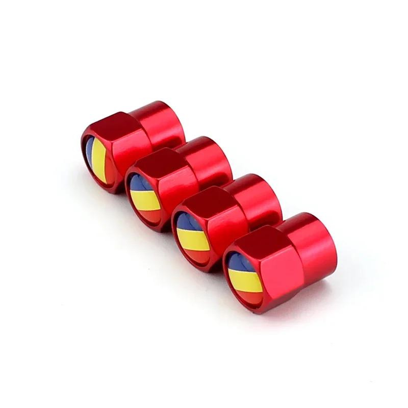 4PCS Romania Flag Car Wheel Tire Valve Caps Tyre Stem Covers for Honda Toyota BMW Nissan Volkswagen KIA Ford Hyundai Subaru