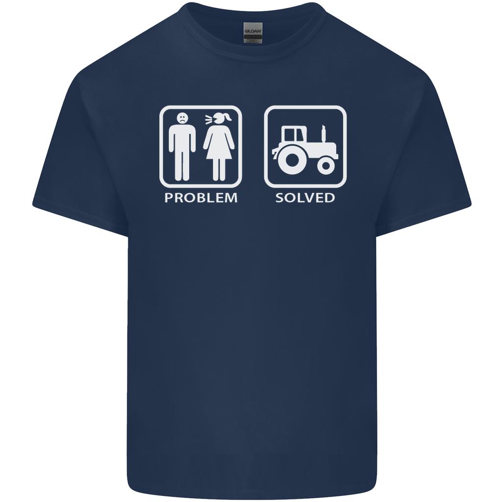 Tractor Problem Solved Driver Farmer Funny Unisexs Light Cotton TShirt