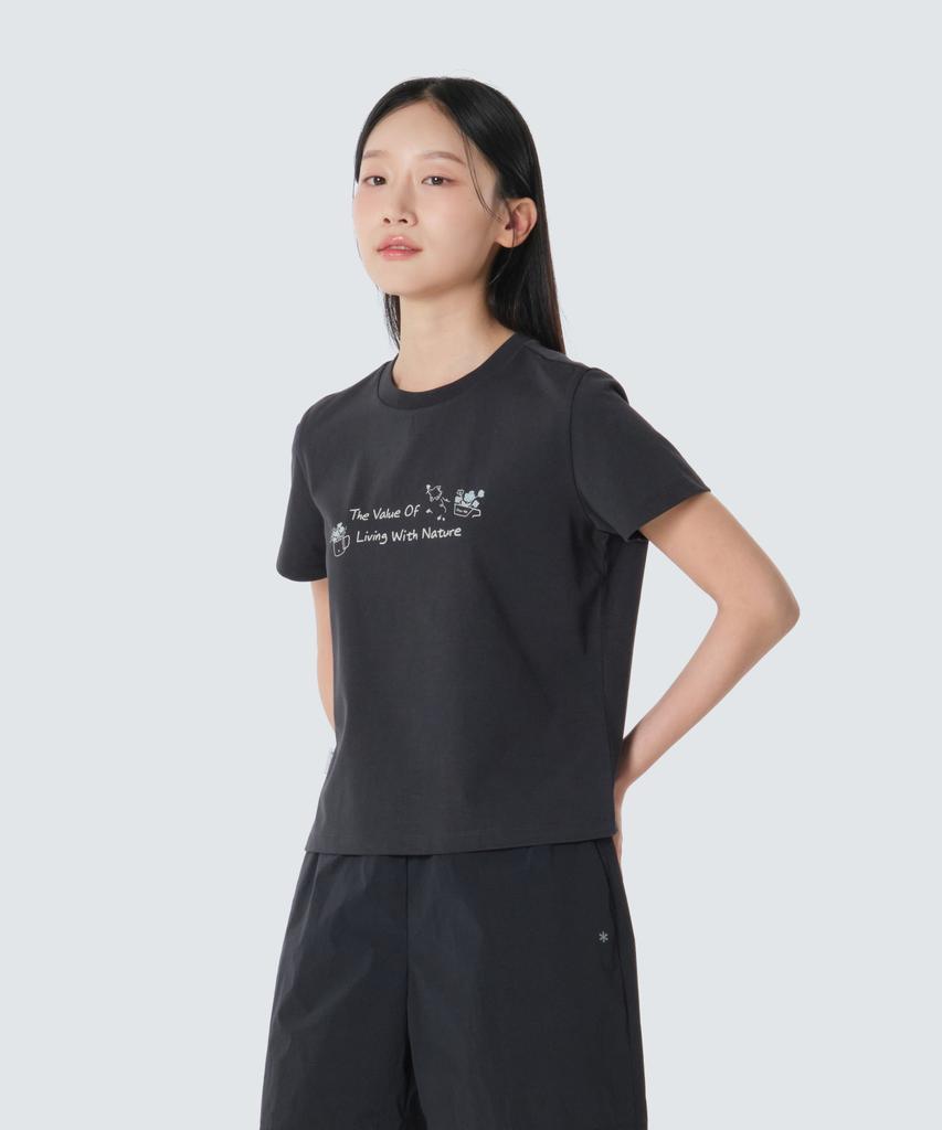 SNOWPEAK APPAREL Aerocool Женская укороченная футболка с буквенным принтом, короткий рукав (S26Mwfts25) Темно-синий
