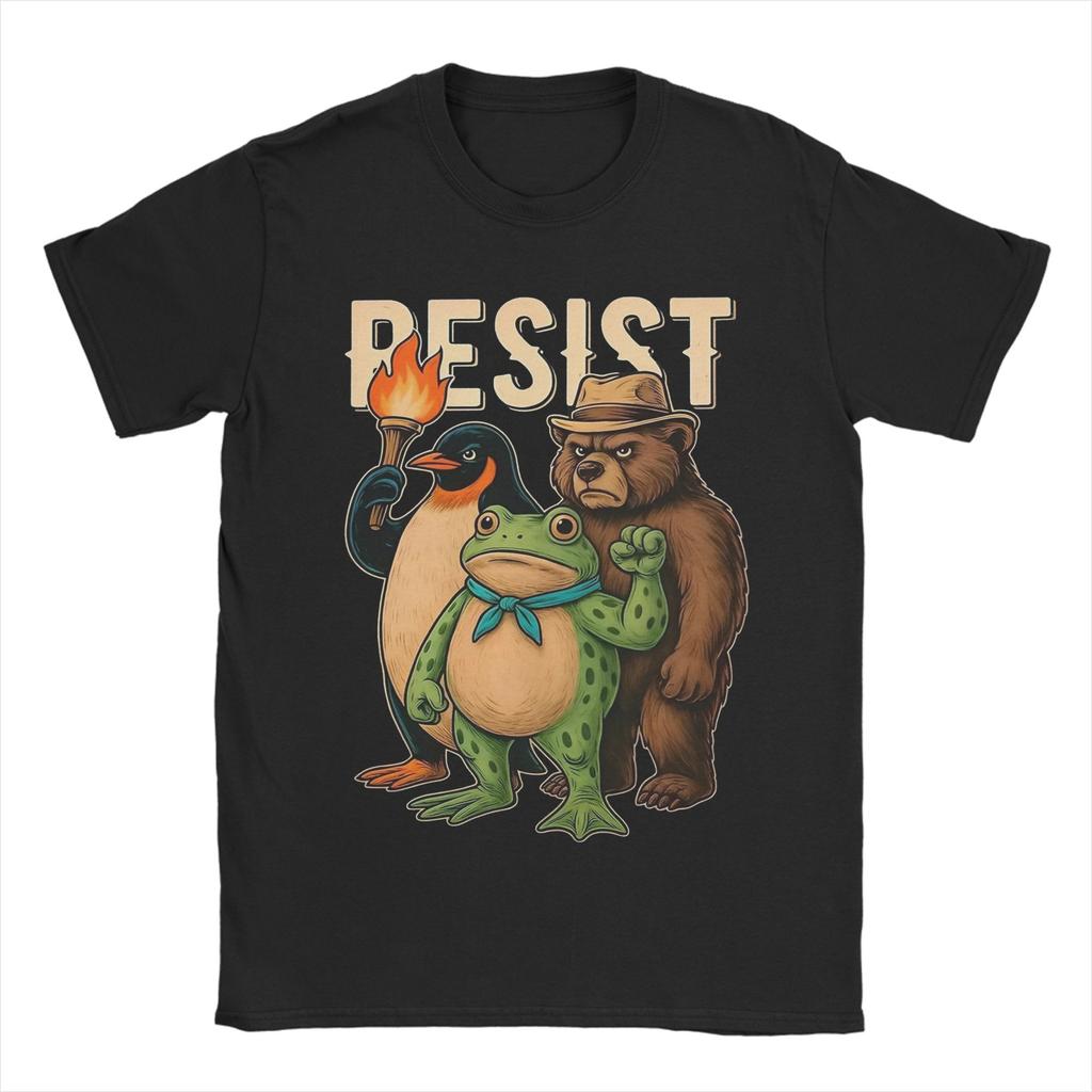 Portland Frog Protest Rage Against The Machine Men T Shirt Resist Frog Tee Shirt Short Sleeve O Collar T-Shirt Cotton Clothes