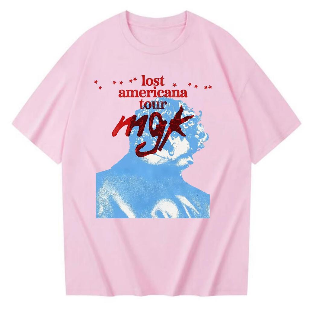 Mgk Lost Americana Tour 2026 Весна лето новая Модная футболка с круглым вырезом Харадзюку y2k С коротким рукавом Повседневная рубашка для фанатов Подарок