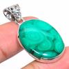 Natural Malachite Gemstone Handmade 925 Solid Sterling Silver Pendant 1.65" v7W11