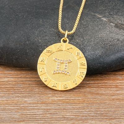 Nidin New Hot Sale 12 Constellation Drop Pendant Necklace Gold Plated Jewelry Collar Clavicle Choker Birthday Gift for Women Men