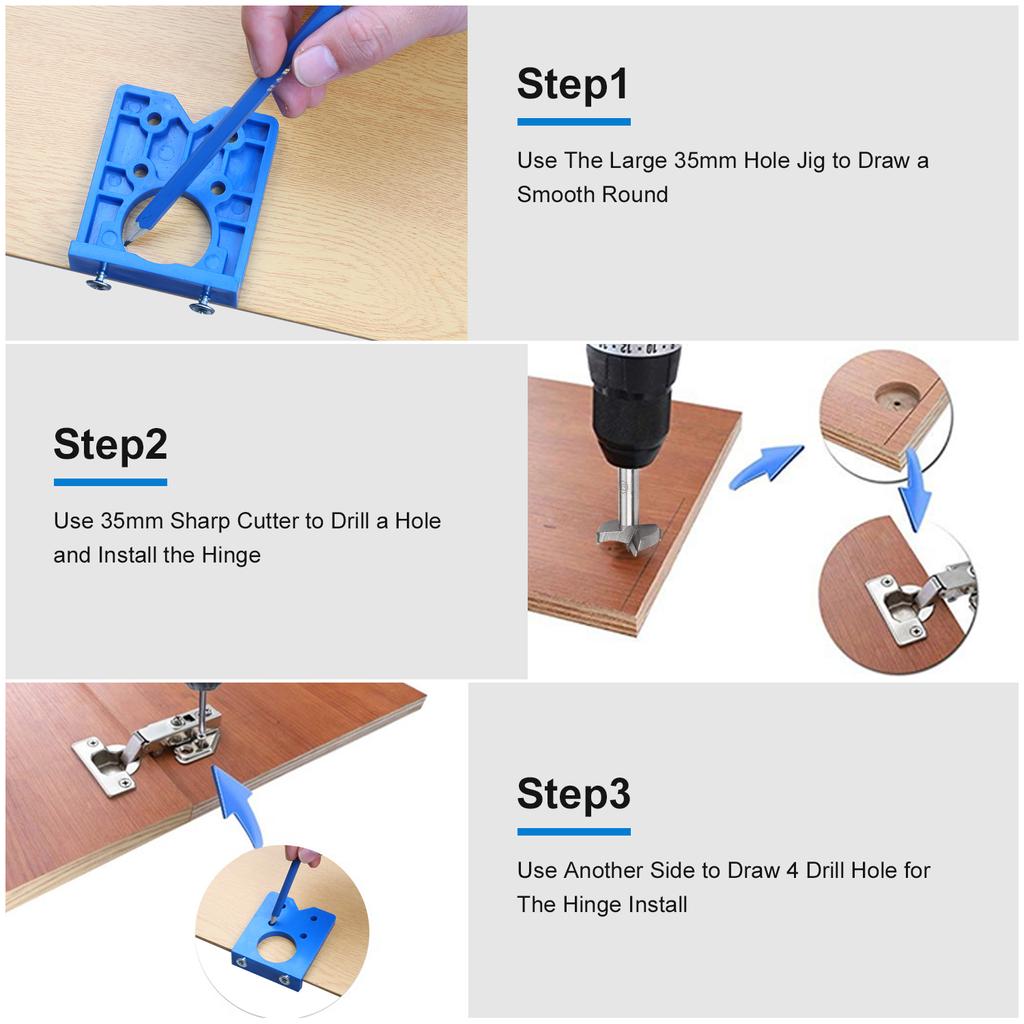 Сверлильный шаблон для петель, 35 мм, скрытая направляющая, направляющая для сверления отверстий под петлю, локатор, столярные изделия, деревообработка
