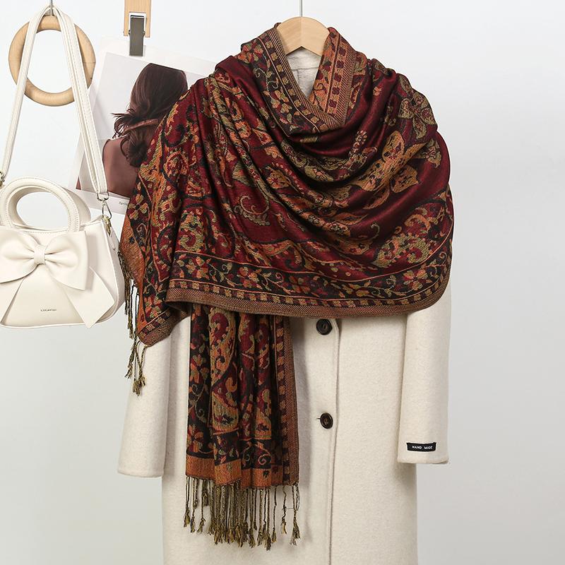 Écharpe Hijab Vintage Jacquard Cajou Pour Femme, Photo De Voyage, Cape Extérieure, Turbans Pour Femme, Châle, Vêtements Islamiqu