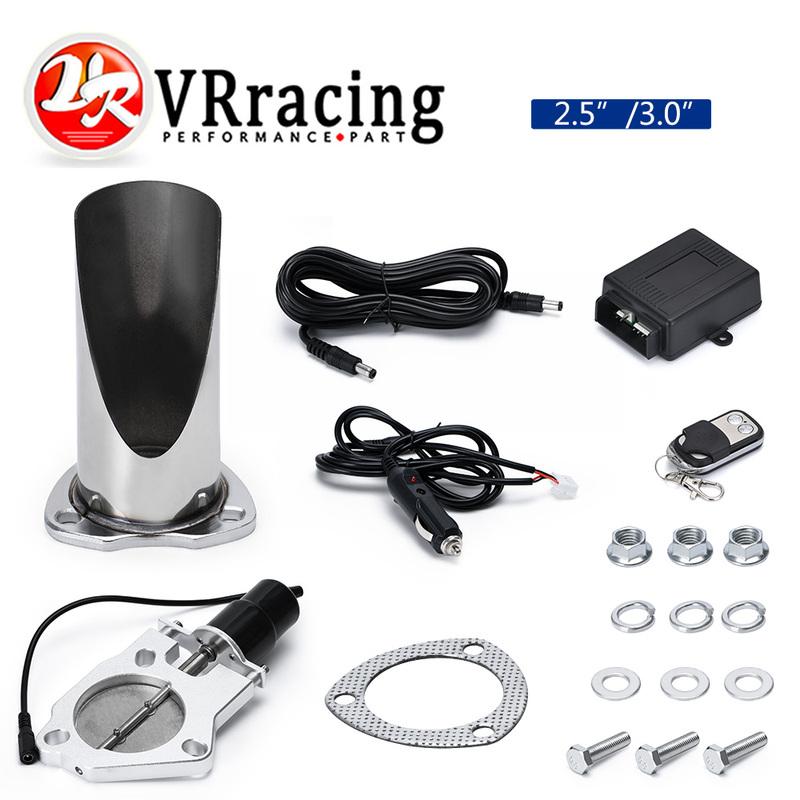 2.5" / 3" Cutout Stainless Steel Exhaust Cut Out Header Be Cut Pipe Electric Valve Exhaust Tip Muffler Kit With Remote Control