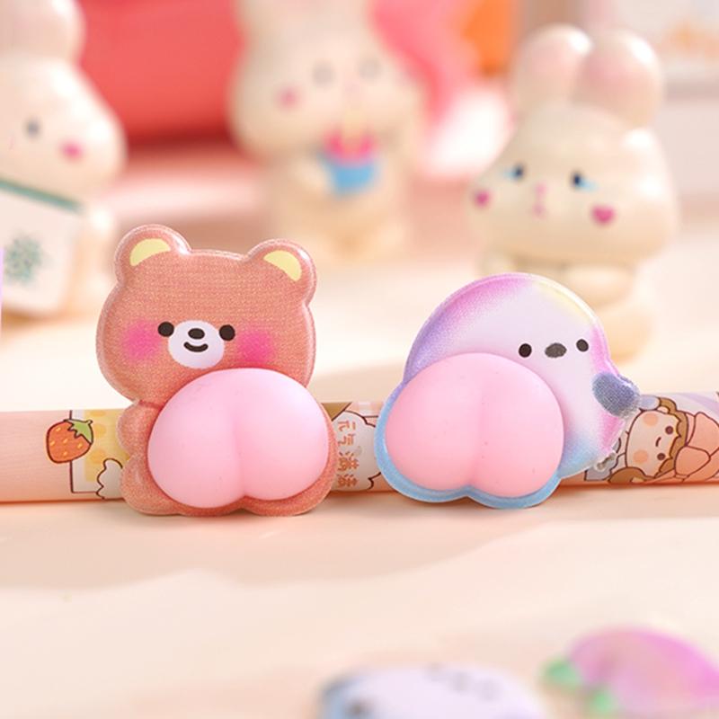 3D Cute Animal Butt Stickers Plush Pinched Happy Buttocks Sticker Stress Ease Puffy Sticker For Diy Scrapbook Phone Case Decal