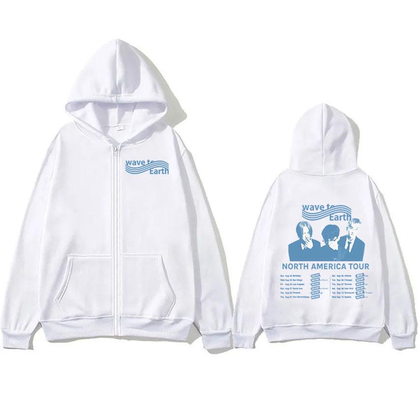Wave To Earth Tour Толстовка с капюшоном на молнии для мужчин в стиле хип-хоп, корейский свитер, толстовка унисекс, модная куртка с капюшоном больших размеров, уличная одежда