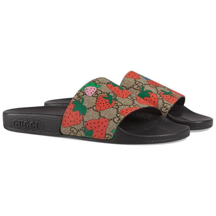 Gucci Шлепанцы GG Supreme "Клубника" Женские 408508 G2200 8919