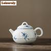 110ml Pure Hand-painted Butterfly Orchid Teapot Elegant White Porcelain Pot Household Tea Maker Kettle Cafes Supplies Ornaments