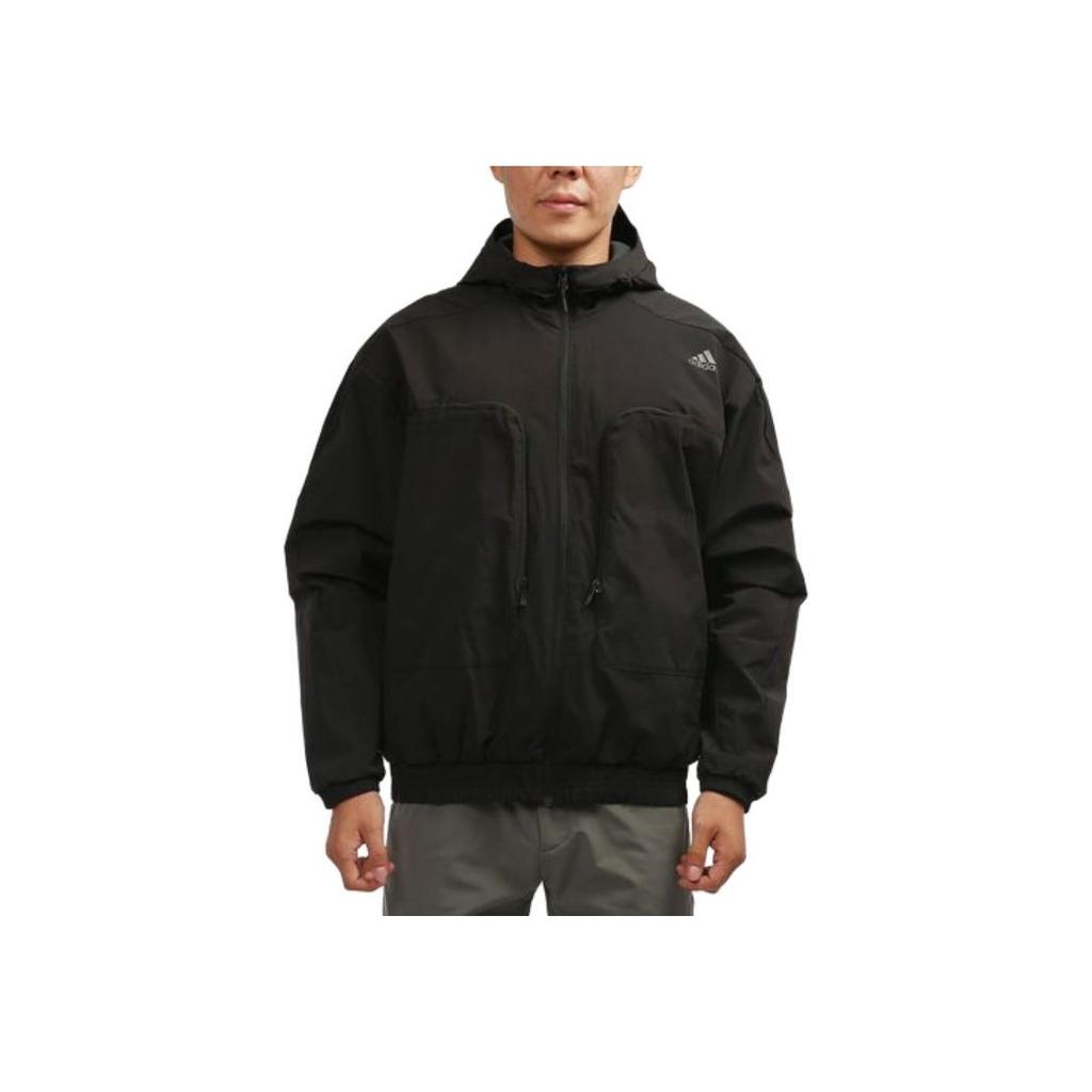 Adidas Куртка с капюшоном для тренировок, мужская верхняя одежда, черный H38399