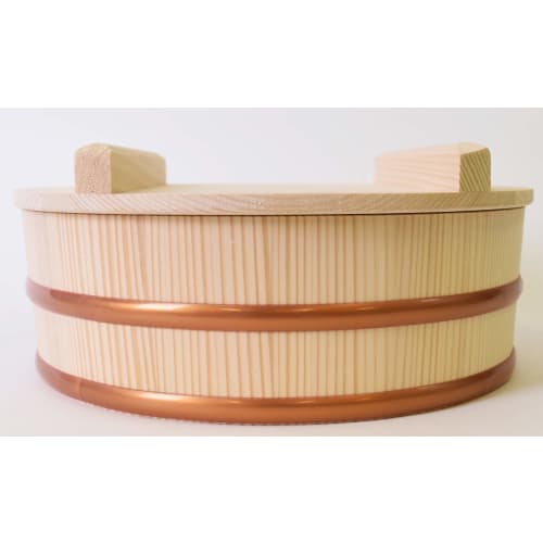 Kiso Kogei Hand-rolled Sushi Set (with Lid), Made In Japan, Wooden with Resin Ribbons, 26.8cm, Holds 2.5 Cups