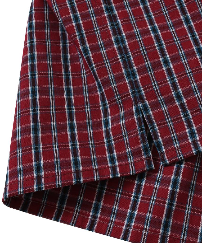 NODU Check Boxy Half Street Shirt [Red]