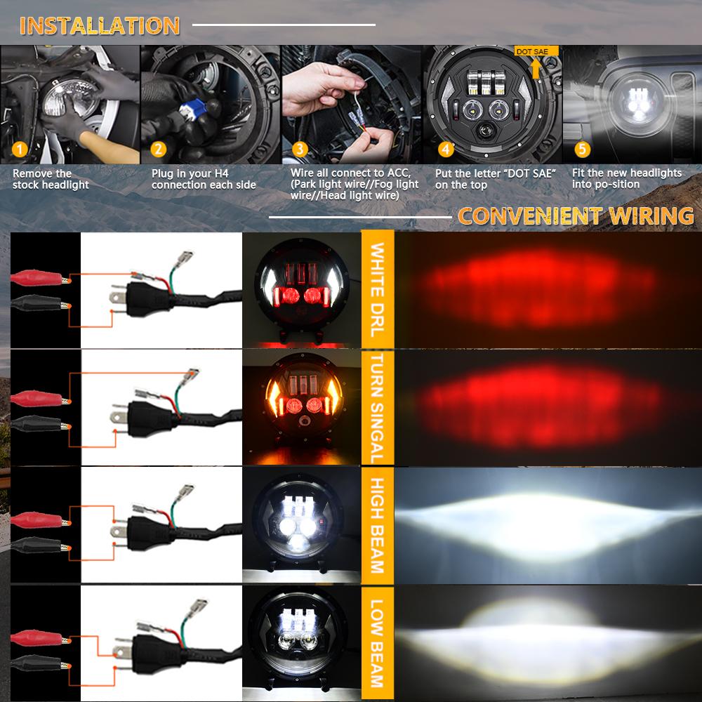 R8 7-дюймовая светодиодная фара IP67 водонепроницаемая внедорожная фара "Дьявольский глаз" ДХО лампа указателя поворота